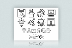 Набор иконок ч/б для сайта 3D печати