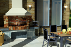 Терраса справа из каминов