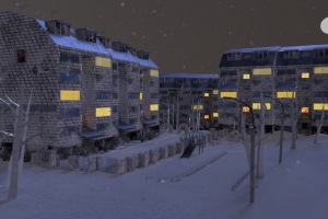 Создание 3D зимнего двора в стиле PS1 Low Poly