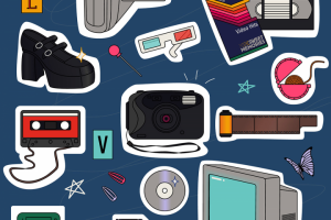 Набор наклеек на тему 2000-х