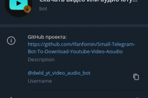Телеграм бот для скачивания видео и аудио из ютуба