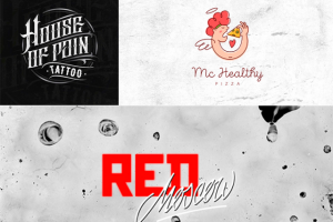 Логотипы в стиле леттеринг для пиццерии, ночного клуба и тату