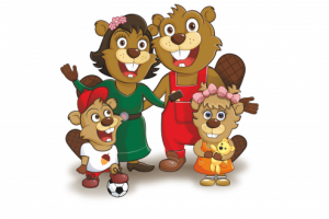 Семья бобров, вектор