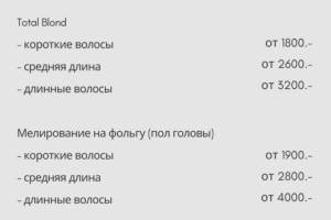 Прайс лист для салона Grey