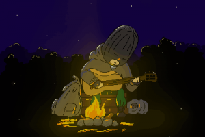 Сталкер играет на гитаре