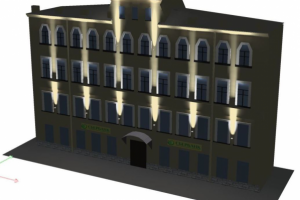 Архитектурное освещение фасада здания Сбербанка