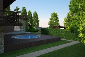 Территория загордного дома в  горах