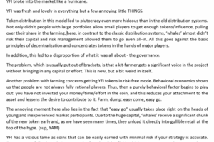 YFI clones as non-sustainable plutocratic zero-sum game