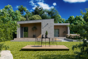 Визуализация небольшого бетонного дома