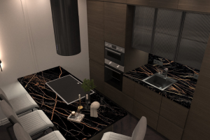 Кухня гостиная с видом на море