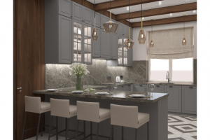 Дизайн проект серой кухни