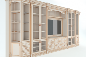 Моделирование и визуализация шкафа на белом фоне