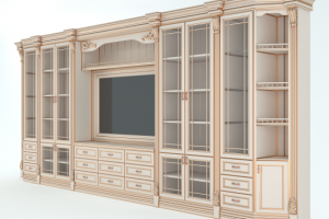 Моделирование и визуализация шкафа на белом фоне