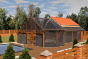 Пристрой к бане (остекление с поликарбоната) Москва.