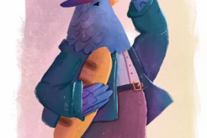 Голубь с батоном белого