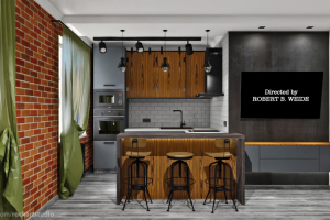 Проект кухни Лофт с  барной стойкой