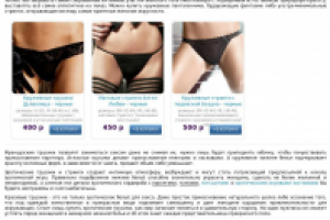 Описание категорий для секс-шопа. Статья - эротические трусики