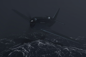 Самолёт над буйным морем