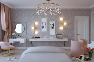 Спальня для творческой девушки в нежных тонах, 18 м.кв., Москва