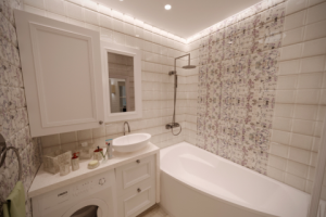 Дизайн интерьера санузла в стиле неоклассика 4 м.кв.