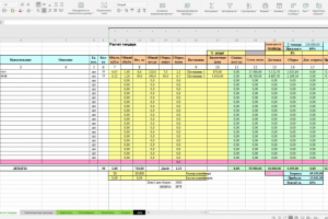 Расчетный бланк Тендера