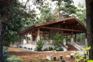 Визуализация Шале в лесу