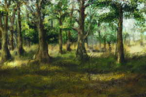 "Лес". Photoshop, рисунок на планшете без фильтров с референса