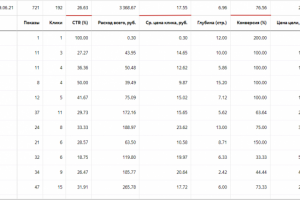 Реклама в Яндексе на сайт доставки еды. Статистика за месяц