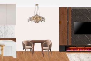 Кухня-гостиная в современном стиле с элементами Ар Деко