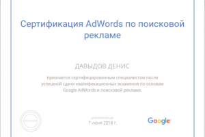 Сертификат Google Adwords (Поисковая реклама)