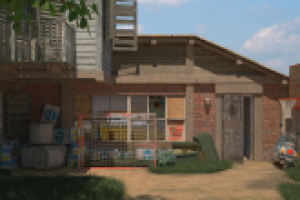 Студийное оформление телепредачи "Занзи Бар". Задний двор.