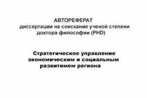 Стратегическое управление экономическим и социальным развитием