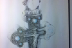 Наперсный крест. Эскиз. Рисунок от руки, карандаш.