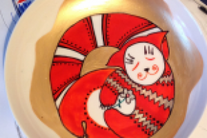 Тарелка "Кот". Авторская роспись.