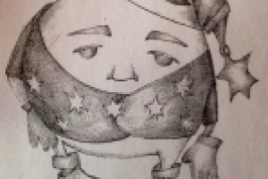 Эскиз образ "Луна". Карандаш, рисунок от руки.