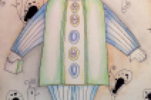 Эскиз трикотажного костюма для мальчика. Рисунок от руки. Иллюст