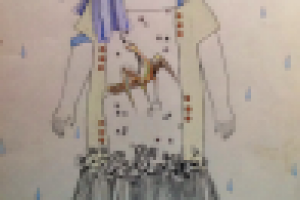 Эскиз платья для девочки с вышивкой. Рисунок от руки.