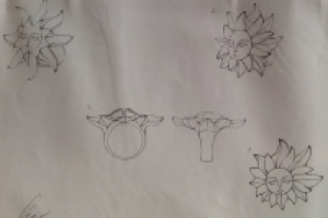 Эскиз кольца "Солнце". Серебро