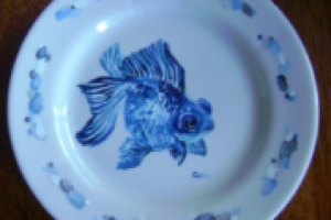 Тарелка. Роспись. Рыбка.