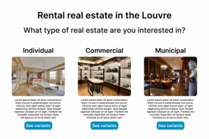 Страница сайта агентства по аренде недвижимости в Париже.