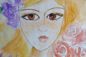 Девушка акварелью