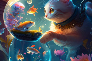 "Кот и его любимый аквариум"