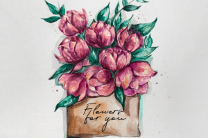 акварельная иллюстрация Flowers for you