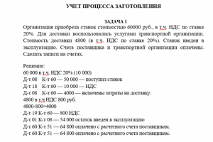 Учет процесса заготовления