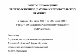 Отчет о прохождении практики