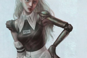 Девушка в черно-белом платье