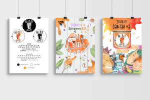 Рекламные графические плакаты к Медовому фестивалю