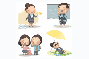 Иллюстрации в стиле чиби на школьную тематику