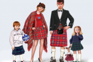 семья в шотландской одежде