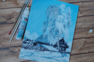 Картина "Зима в деревне"